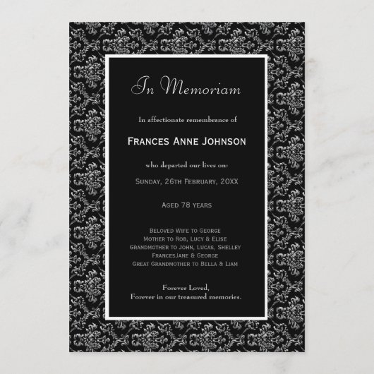 In Memoriam Remembrance Death Notice写真 プログラム (裏面)