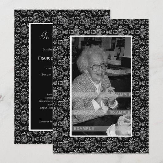 In Memoriam Remembrance Death Notice写真 プログラム (正面/裏面)