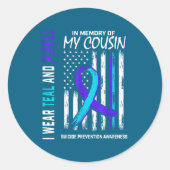 In Memory Cousin Suicide Awareness Prevention Amer ラウンドシール (正面)
