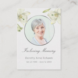 In Memory Lilies Memorial Friny祈りの言葉カード 名刺