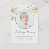 In Memory Lilies Memorial Friny祈りの言葉カード 名刺 (正面)