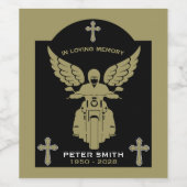 In Memory Motorbike Rider Biker Funeral ワインラベル (シングルラベル)