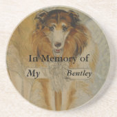 In Memory of-ヴィンテージCollie Dog – あなたの犬の名前 コースター (正面)