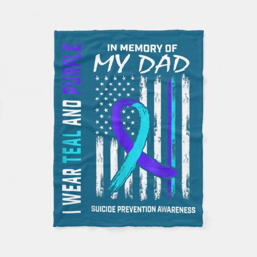 In Memory Of Dad Suicide Prevention Awareness Amer フリースブランケット (正面)