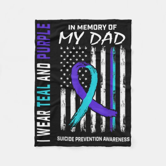 In Memory Of Dad Suicide Prevention Awareness Amer フリースブランケット (正面)