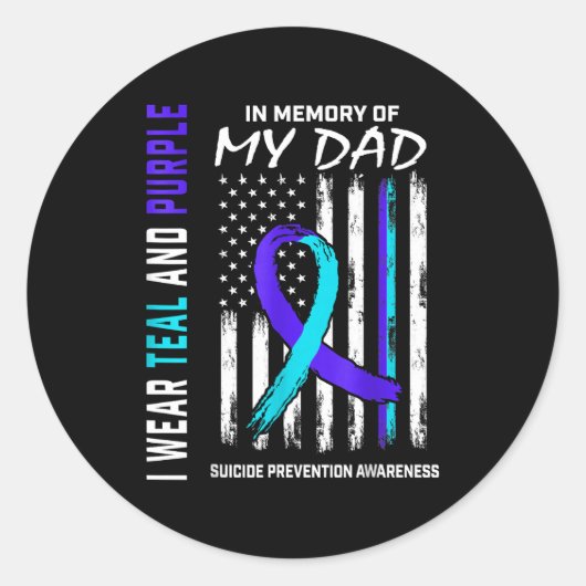 In Memory Of Dad Suicide Prevention Awareness Amer ラウンドシール (正面)