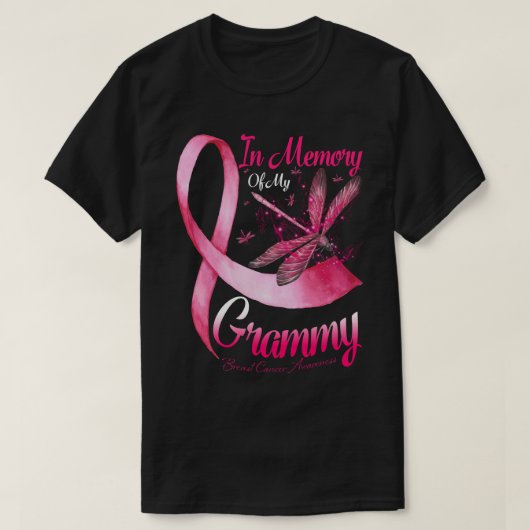 In Memory of My Grammy Dragonfly Breast Cancer Awa Tシャツ (デザイン正面)
