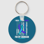 In Memory Of My Grandson Suicide Awareness Flag Ba キーホルダー (正面)