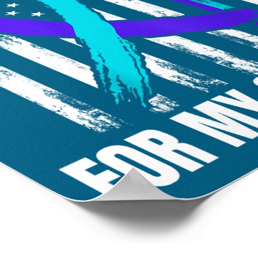 In Memory Of My Grandson Suicide Awareness Flag Ba ポスター (角)