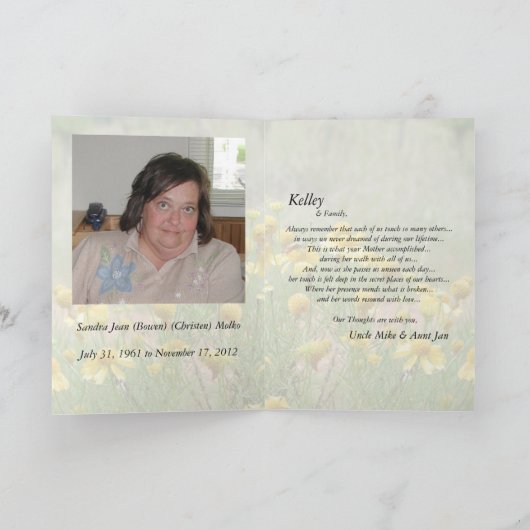 In Memory of your Mother カード (内部)