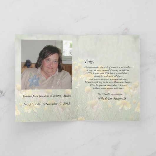 In Memory of your Wife カード (内部)