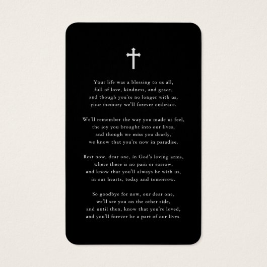 In Memory Photo葬儀記念祈りの言葉カード (裏面)