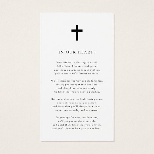 In Memory Photo Funeral Memorial Prayer Cards (裏面)