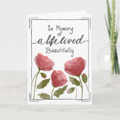 "In Memory..." Red Watercolor Poppies Sympathy  カード (正面)