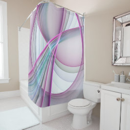 In Motion, Modern Abstract Colorful Fractal Art シャワーカーテン
