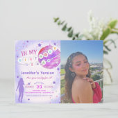 In My誕生日エラパープル誕生日写真 招待状 (スタンド正面)