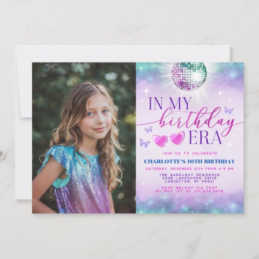 In My誕生日エラ写真招待状-10代の誕生日 招待状 (正面)