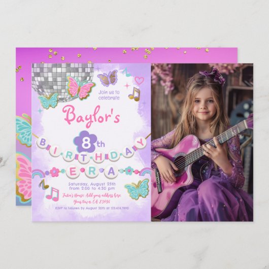 In My誕生日時代のパーティの招待状と写真 招待状 (正面/裏面)