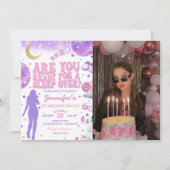 In My誕生日時代パープルスリープバー誕生日写真 招待状 (正面)