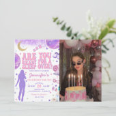 In My誕生日時代パープルスリープバー誕生日写真 招待状 (スタンド正面)