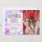 In My10代の若者エラパープルディスコ誕生日写真 招待状 (正面)