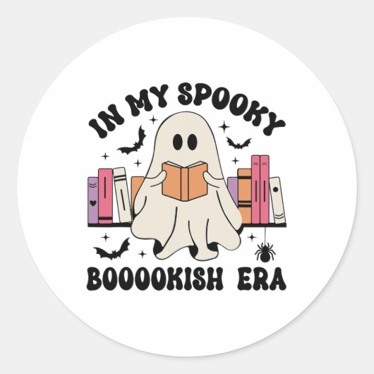 In My Bookish 不気味 Era幽霊ブックハロウィーン地域 ラウンドシール (正面)