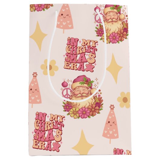 In My Christmas Era Groovy Santa ミディアムペーパーバッグ (正面)