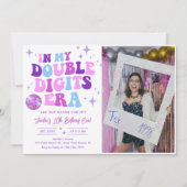 In My Double Digits Eraの誕生日写真 招待状 (正面)