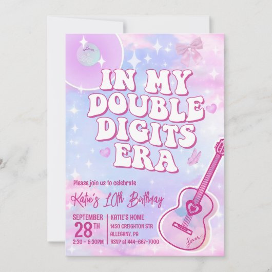 In My Double Digits Era誕生日 招待状 (正面)