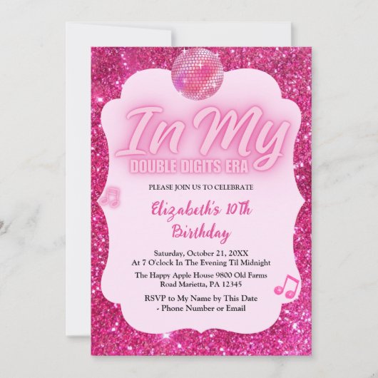 In My Double Digits Era 10th Birthday 招待状 (正面)