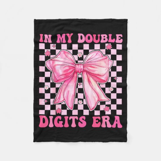 In My Double Digits Era Coquette Bow 10th Birthday フリースブランケット (正面)