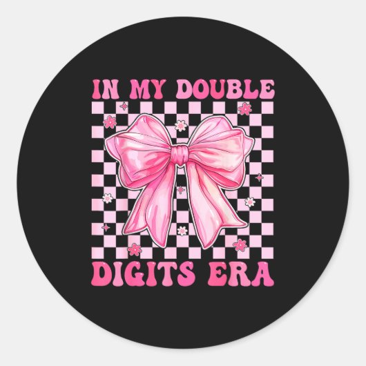 In My Double Digits Era Coquette Bow 10th Birthday ラウンドシール (正面)
