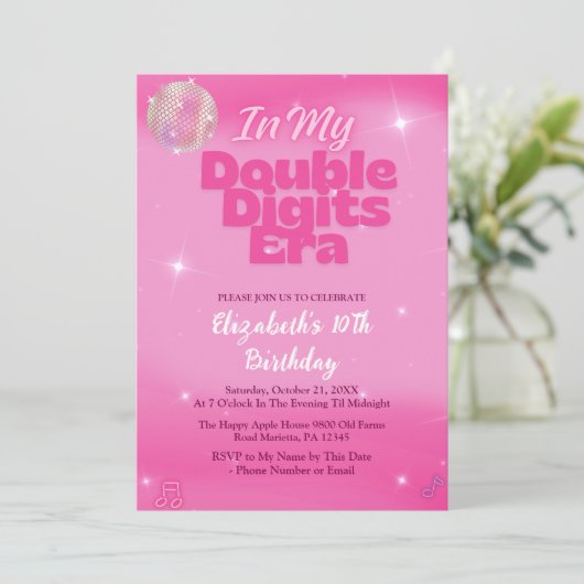 In My Double Digits Era Pink 10th Birthday 招待状 (スタンド正面)