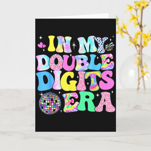 In My Double Digits Era Retro 10 Year Old 10th Bir カード (黄色い花)