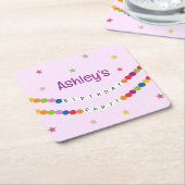 In My Friendship Bracelet Era誕生日パーティー スクエアペーパーコースター (アングル)