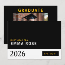 In My Grad Era Black Minimalist Graduation 