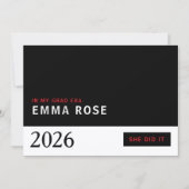 In My Grad Era red Black Minimalist Graduation  招待状 (正面)