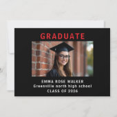 In My Grad Era red Black Minimalist Graduation  招待状 (裏面)