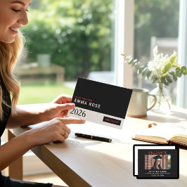 In My Grad Era red Black Minimalist Graduation  招待状