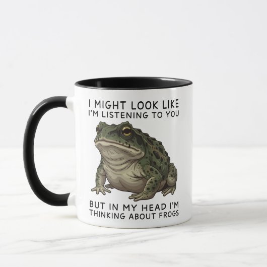 In My Head I'm Thinking About Frogs Funny マグカップ (左)