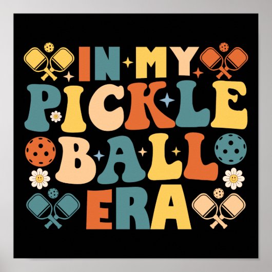 In My Pickleball EraレトロGroovy ポスター (正面)