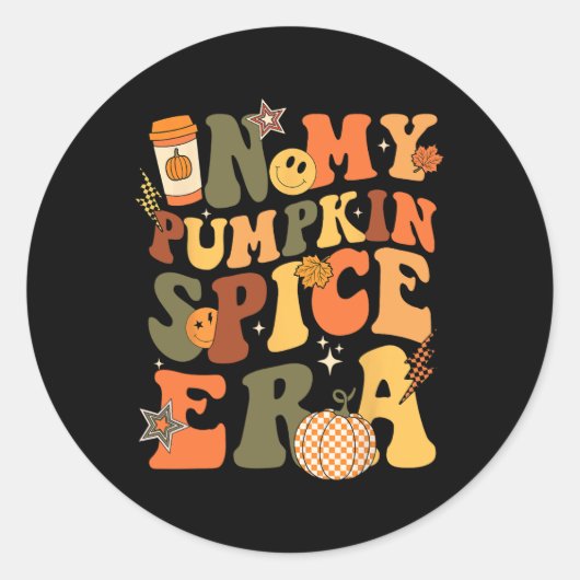 In My Pumpkin Spice Eraレトロ秋の感謝祭 ラウンドシール (正面)