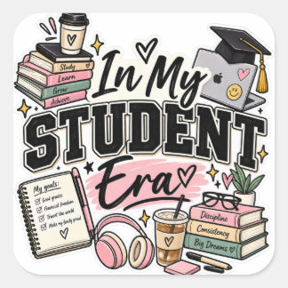 In My Student Era – Cute College Student Graduatio スクエアシール