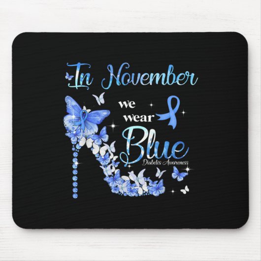 In November We Wear Blue Butterflies Diabetes Awar マウスパッド (正面)