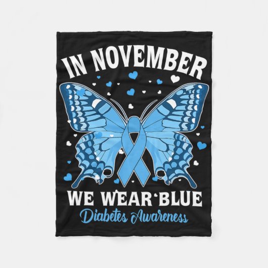 In November We Wear Blue Diabetes Awareness Cute B フリースブランケット (正面)