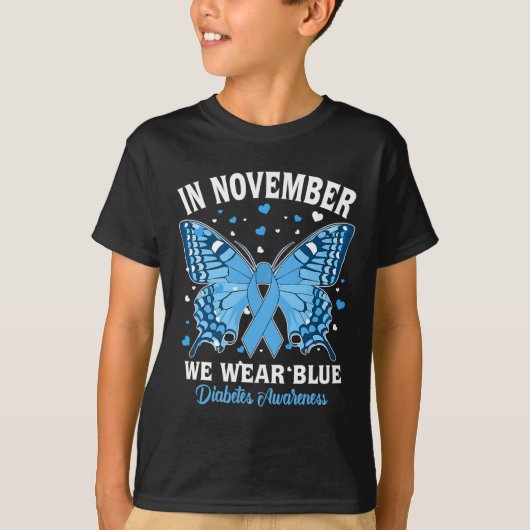 In November We Wear Blue Diabetes Awareness Cute B Tシャツ (正面)