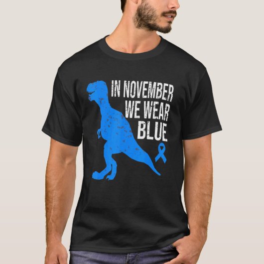 In November We Wear Blue Diabetes Trex Dino Kids T Tシャツ (正面)