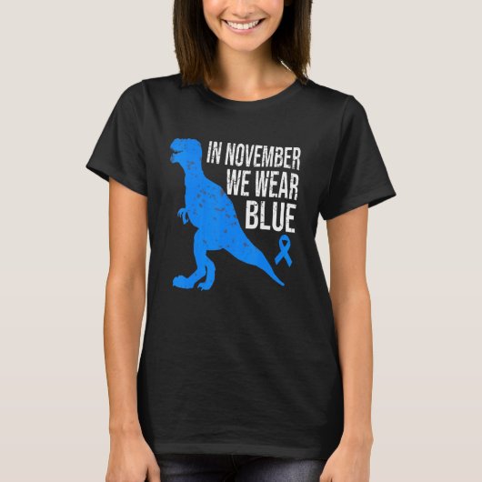 In November We Wear Blue Diabetes Trex Dino Kids T Tシャツ (正面)