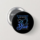 In November We Wear Blue Heart Butterfly Diabetes  缶バッジ (正面&裏面)