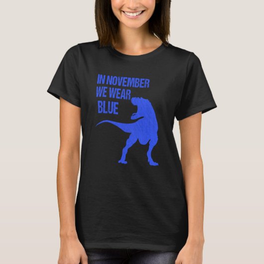 In November We Wear Blue Rex Dinosaur Diabetes Awa Tシャツ (正面)